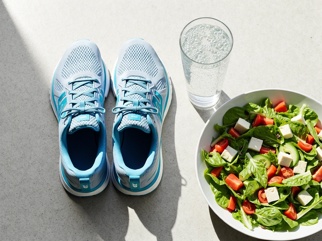 Calzado deportivo y agua